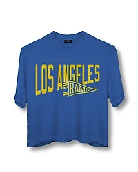 Junk Food Clothing Nfl Women's Los Angeles Rams Dual Threat Mock Neck Crop Tee