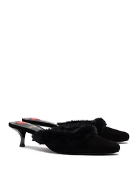 Women's Amal Faux Fur Trim Tan Slide Pumps