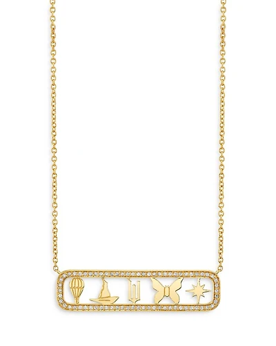 Wicked x Sydney Evan 14K Yellow Gold Diamond Open Icon Pendant Necklace, 18"