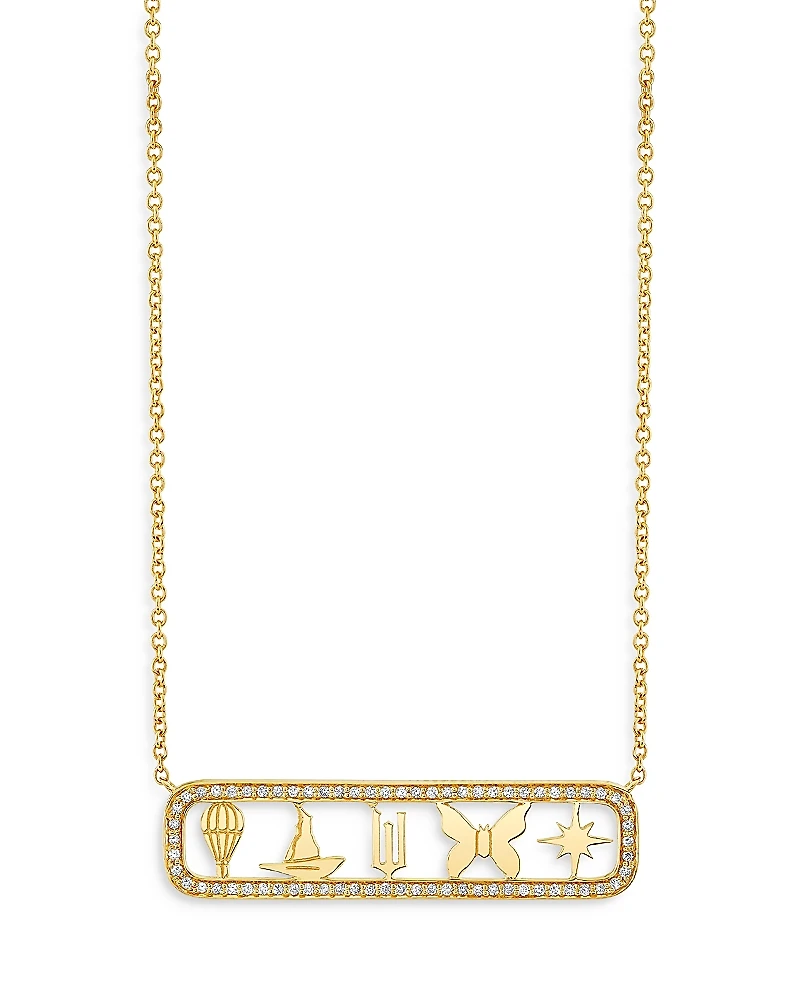 Sydney Evan Wicked x Sydney Evan 14K Yellow Gold Diamond Open Icon Pendant Necklace, 18