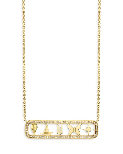 Sydney Evan Wicked x Sydney Evan 14K Yellow Gold Diamond Open Icon Pendant Necklace, 18
