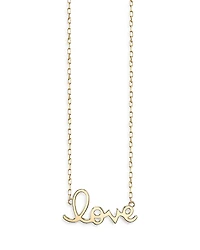 Sydney Evan 14K Yellow Gold Pure Small Love Script Pendant Necklace, 18