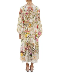 Silk Blouson Sleeve Layer Swim Cover Up in Egyptian Rose