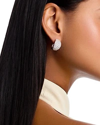 14K White Gold Diamond Pavé Oval Hoop Earrings, 3.85 tcw