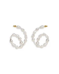 Kiara Imitation Pearl Curled Drop Earrings in Gold Tone