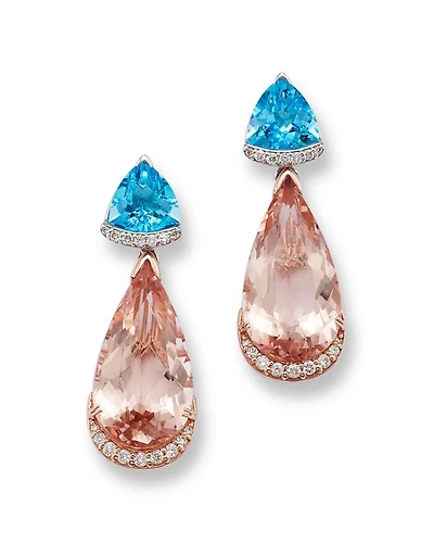 14K Rose Gold Morganite Drop Earrings