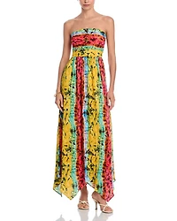 Printed Strapless Midi Dress - Exclusive