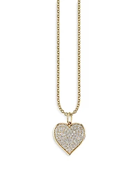 Sydney Evan 14K Yellow Gold Diamond Large Pave Heart Pendant Necklace, 16