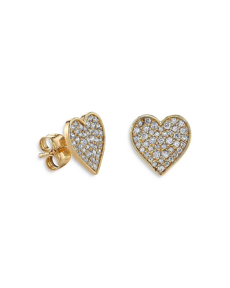 Sydney Evan 14K Yellow Gold Diamond Heart Mini Stud Earrings