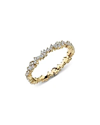 14K Yellow Gold Small Cocktail Eternity Ring with Diamonds, 0.54 tcw