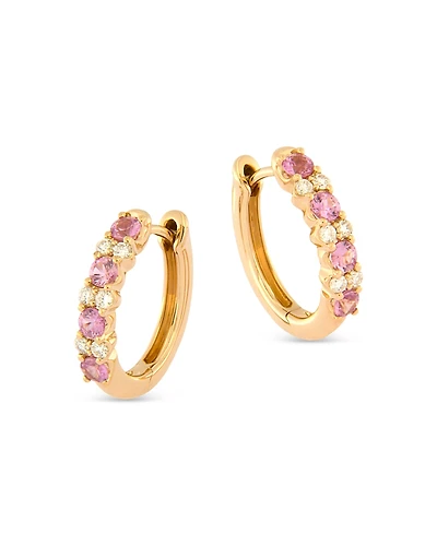 Bloomingdale's Pink Sapphire & Diamond Hoop Earrings