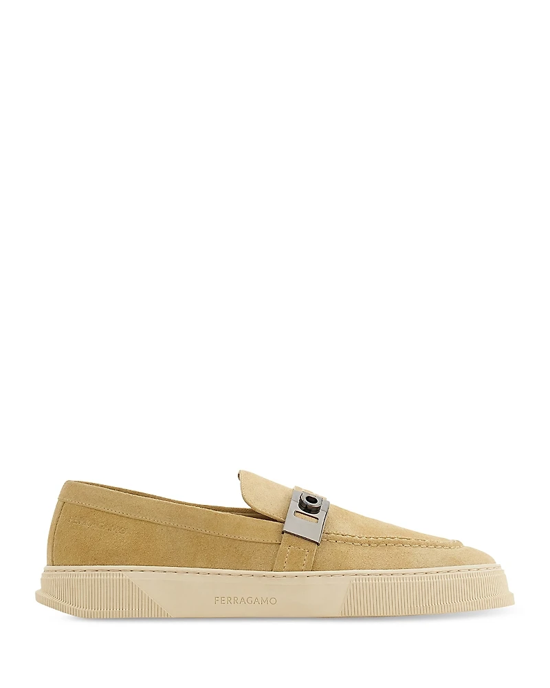 Ferragamo Men's Brad Hybrid Suede Sneakers with Hug Buckle