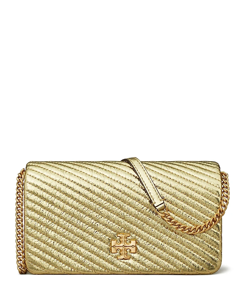 Tory Burch Kira Metallic Moto Quilted Leather Chain Wallet
