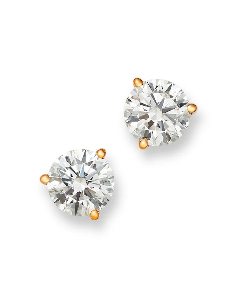 Certified Lab Grown Diamond Stud Earrings 14K Yellow or White Gold, 3.0 tcw