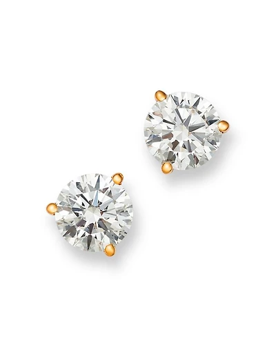 Certified Lab Grown Diamond Stud Earrings 14K Yellow or White Gold, 3.0 tcw