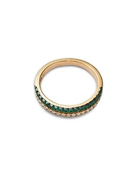 Gemstone & Diamond Double Row Band in 14K Yellow Gold