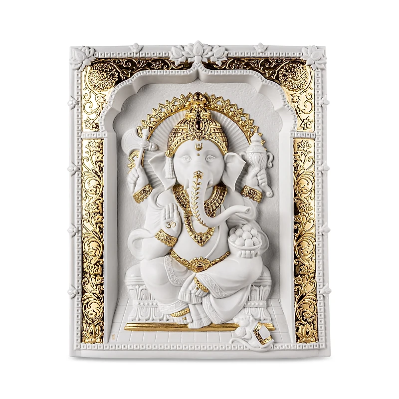 Lladro Lord Ganesha Wall Art Relief Sculpture