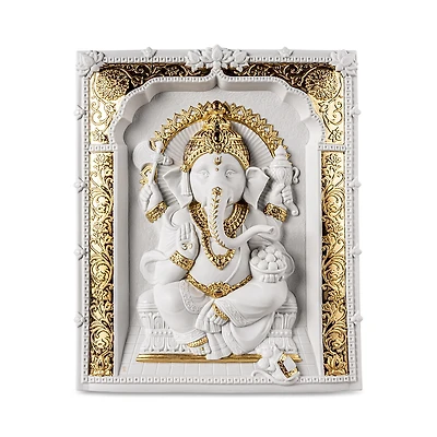 Lladro Lord Ganesha Wall Art Relief Sculpture