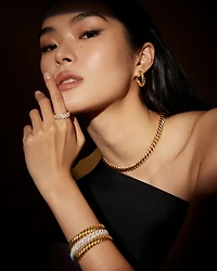 Sculpted Cable Band Ring 18K Yellow Gold with Pavé Diamonds