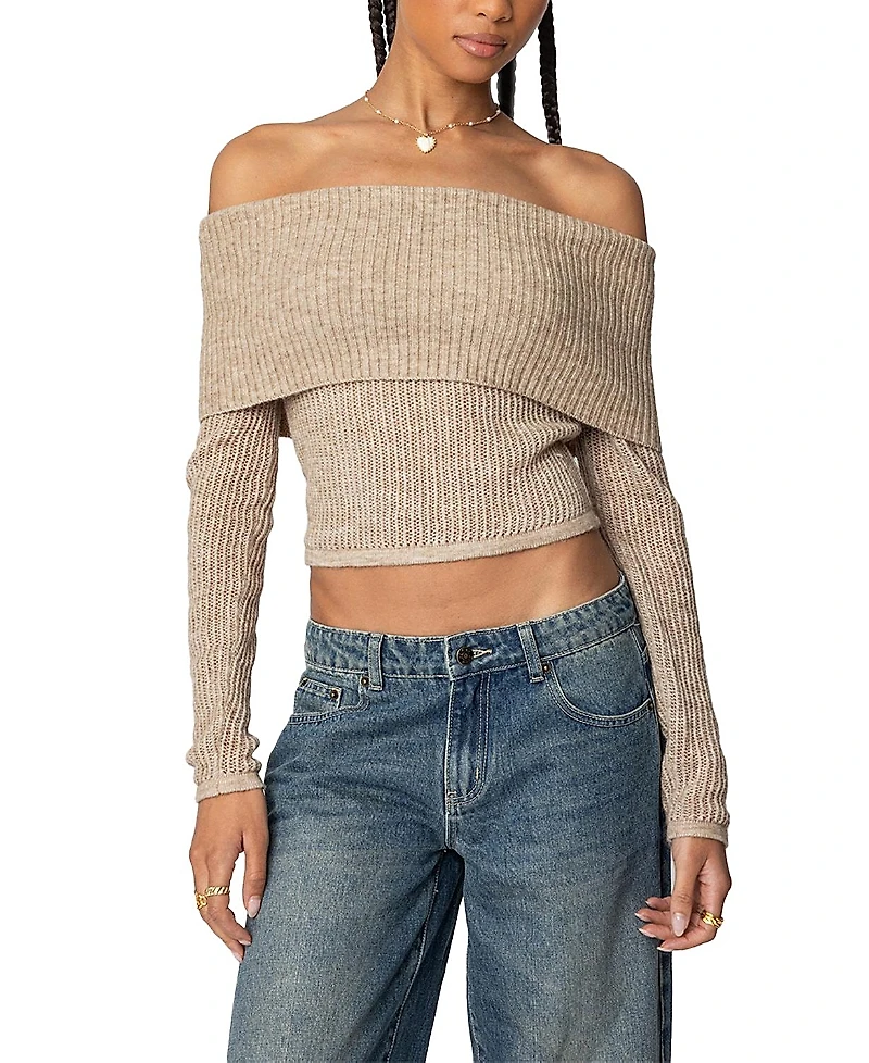 Edikted Lili Fold Over Knit Top