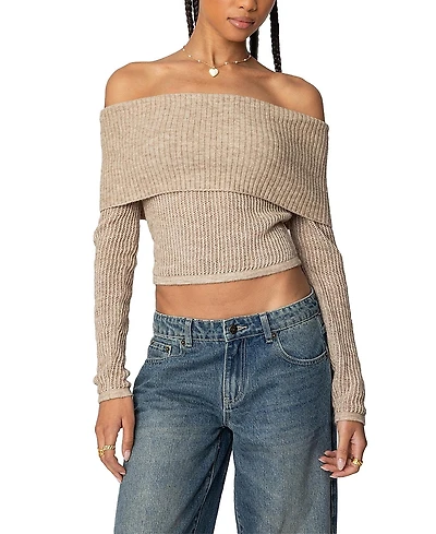 Edikted Lili Fold Over Knit Top