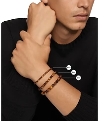 Men's Spiritual Beads Alternating Bracelet in Sterling Silver with Black Onyx and Tigers Eye, 6mm