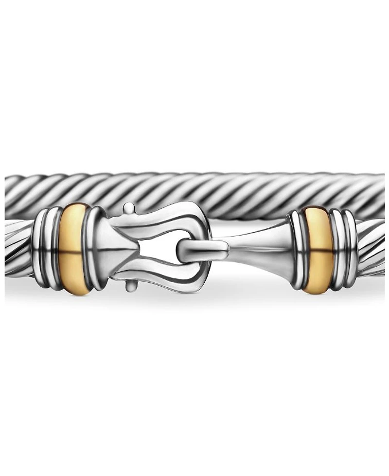 Buckle Classic Cable Bracelet Sterling Silver with 18K Yellow Gold, 4mm