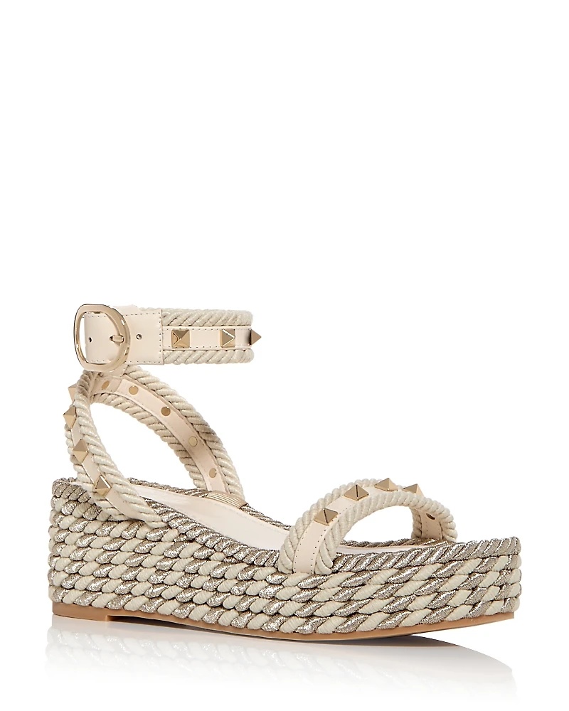 Valentino Garavani Women's Rockstud Embellished Espadrille Sandals