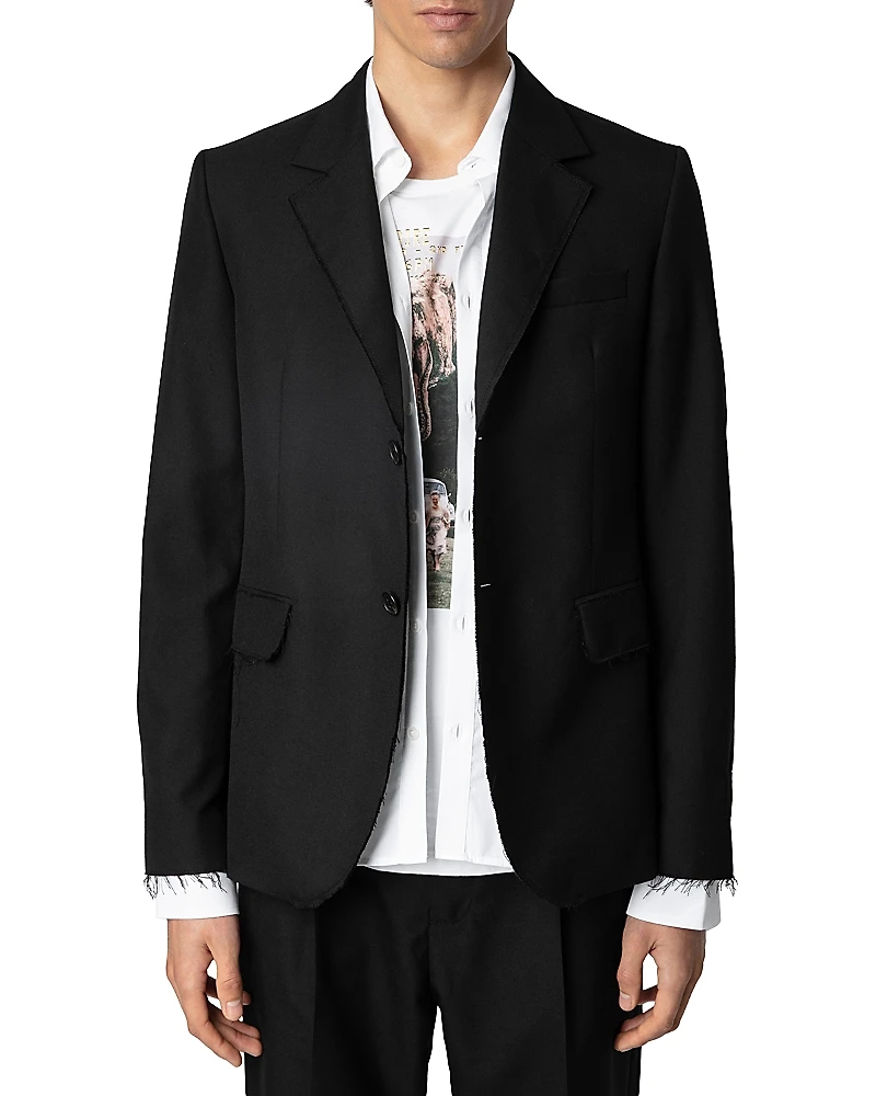 Zadig & Voltaire Vanilleh Raw Edges Straight Cut Blazer