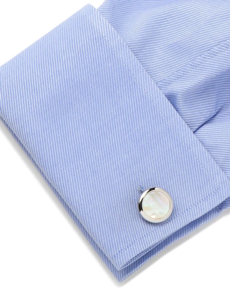Double Sided Mother of Pearl Round Beveled Stud Set