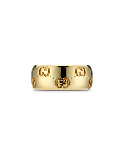 18K Yellow Gold Icon Wide Logo Band