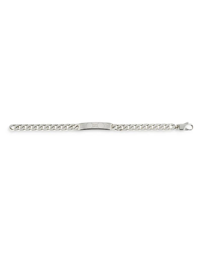 Sterling Silver Gucci Signature Logo ID Plate Link Bracelet