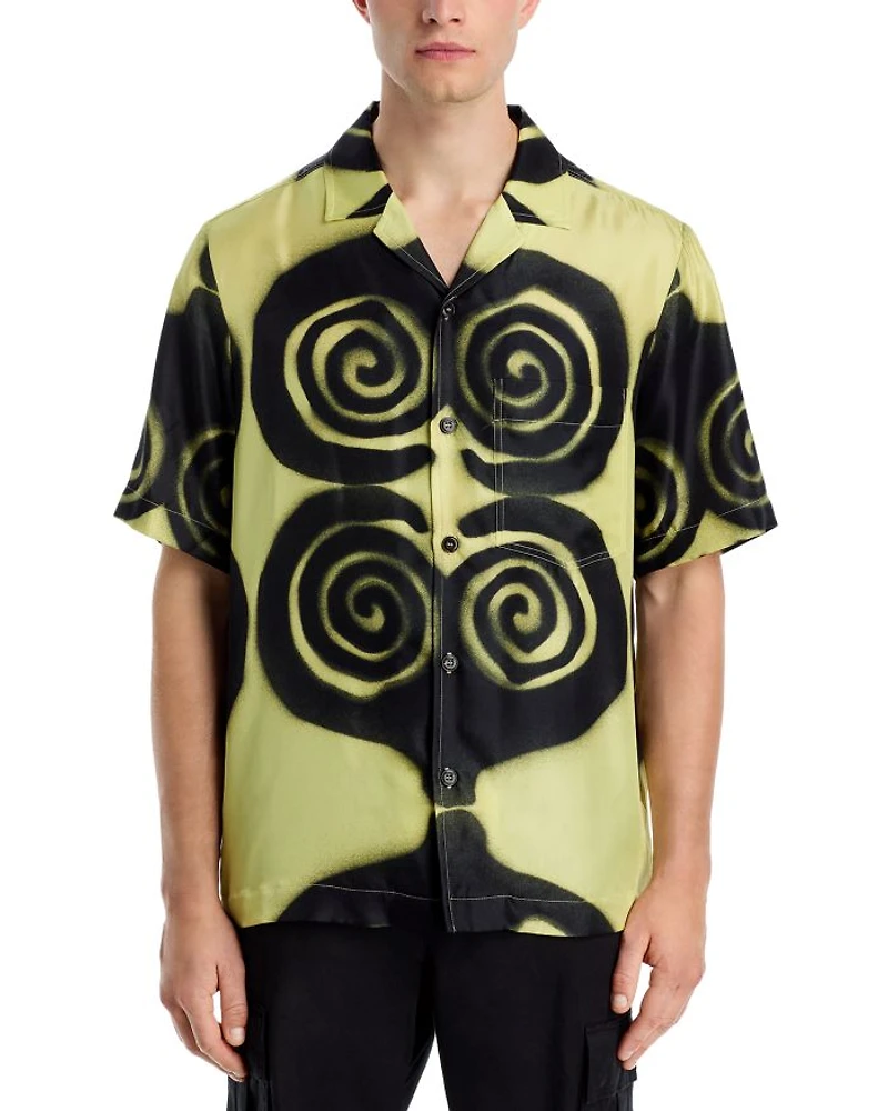 Bodil Silk Printed Button Down Camp Shirt