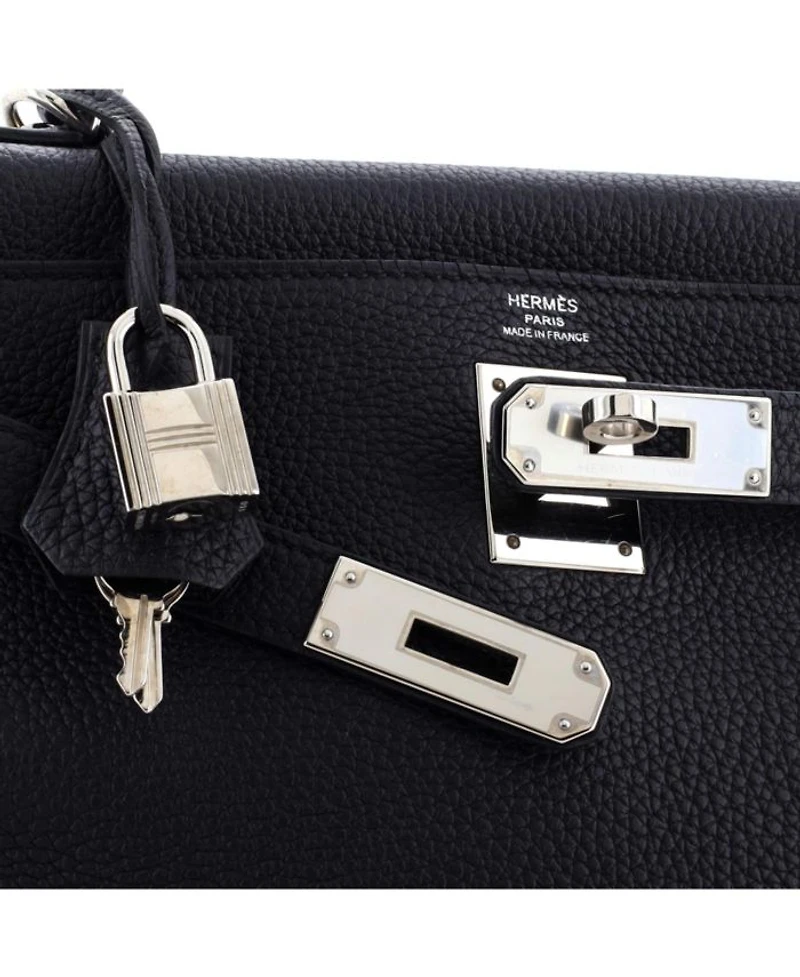 Kelly Handbag Black Togo with Palladium Hardware