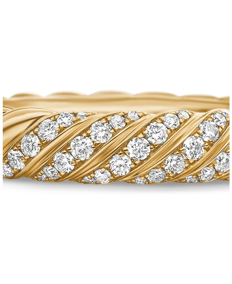 Sculpted Cable Pavé Band Ring 18K Yellow Gold with Diamonds