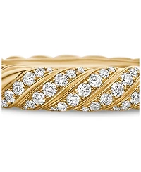Sculpted Cable Pavé Band Ring 18K Yellow Gold with Diamonds