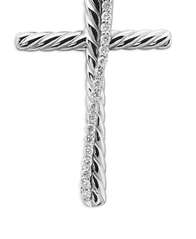 Sterling Silver Amulets Diamond Draped Cross Pendant