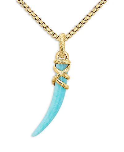 David Yurman 18K Yellow Gold Tusk Amulet with Amazonite