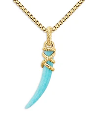 David Yurman 18K Yellow Gold Tusk Amulet with Amazonite