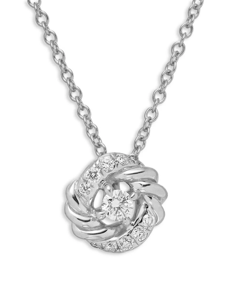 Sterling Silver Petite Infinity Pendant Necklace with Diamonds, 17"