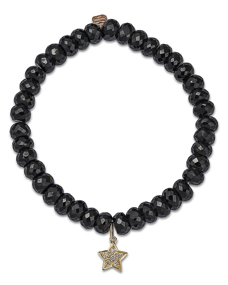 Sydney Evan 14K Yellow Gold Diamond Star Charm Beaded Bracelet
