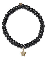 Sydney Evan 14K Yellow Gold Diamond Star Charm Beaded Bracelet