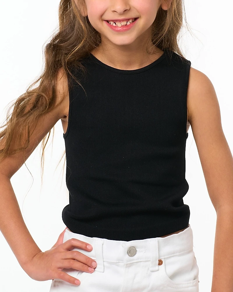 Malibu Sugar Girls' Ribbed Crop Sports Tank Top (4-6x) - Little Kid