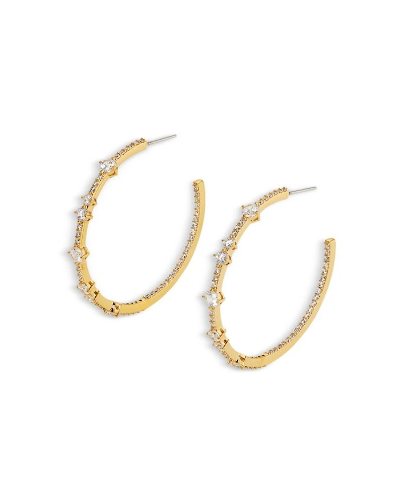 Cassi Cubic Zirconia Skinny Medium Hoop Earrings
