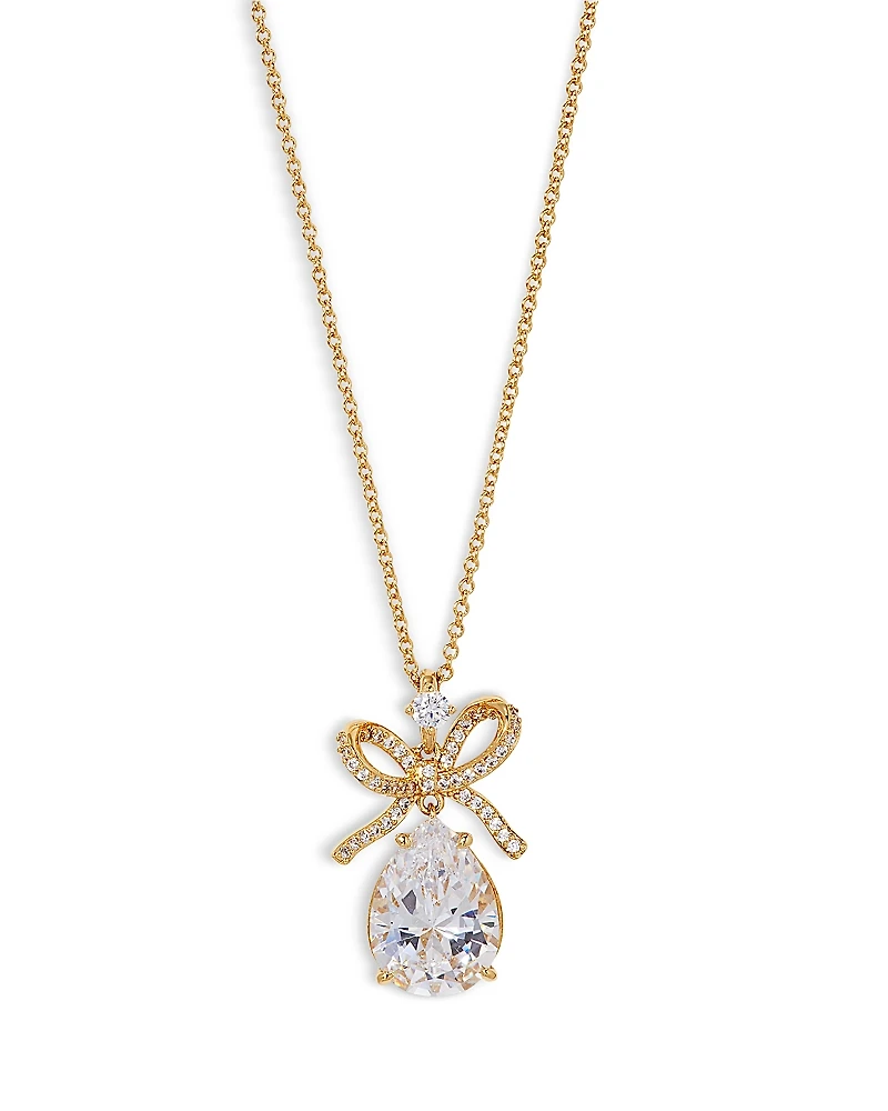 Nadri Macaron Cubic Zirconia Pear Bow Pendant Necklace