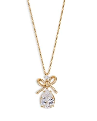 Nadri Macaron Cubic Zirconia Pear Bow Pendant Necklace