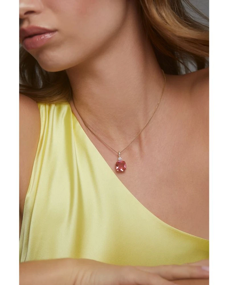 Macaron Cubic Zirconia Clear & Color Cushion Pendant Necklace, 16-18"