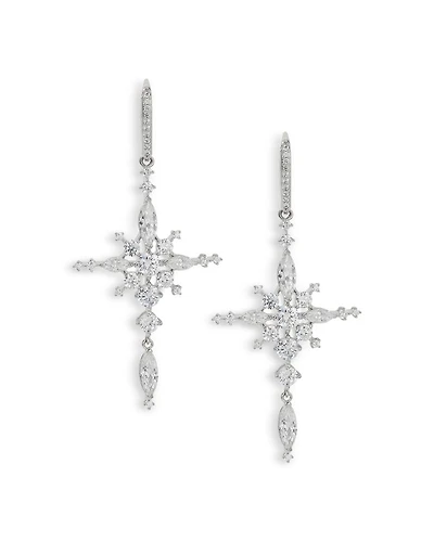 Cassi Cubic Zirconia Cross Cluster Drop Earrings