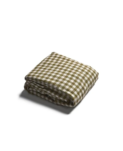 Gingham Linen Blend Fitted Sheet