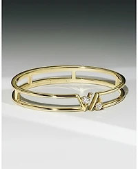 V Double Row Plain Bangle Bracelet in 14K Yellow Gold, .50ctw Round Brilliant Lab Grown Diamonds